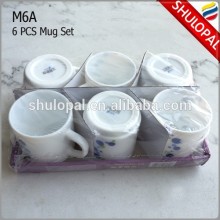 Heat Resistant Opal Glassware Opal Borosilicate Glass 6pcs Mug Cup Set