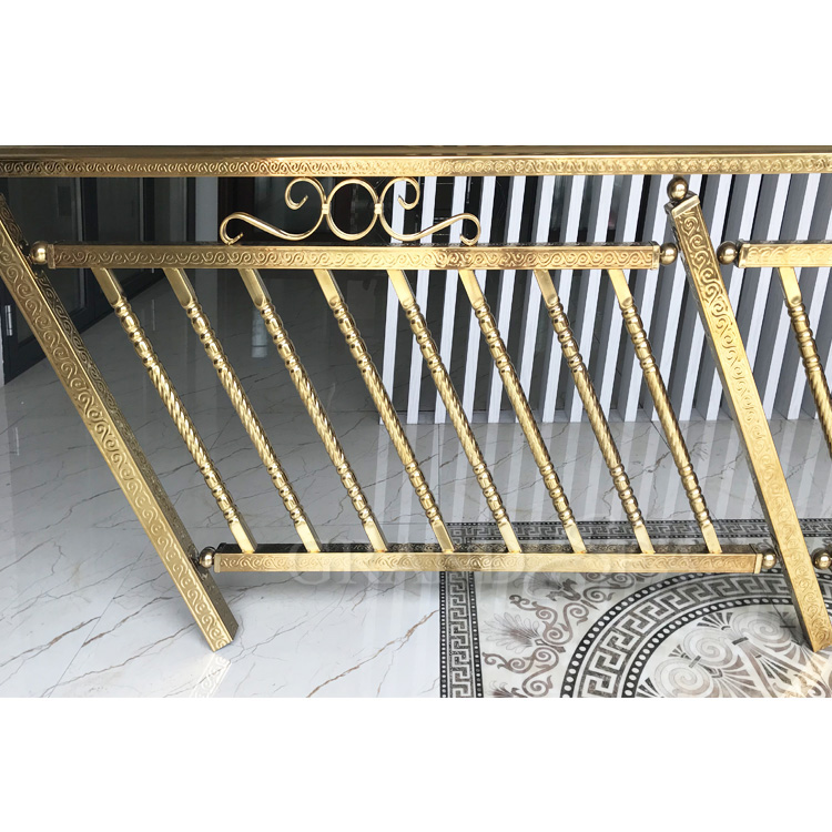 Waterproof anti-rust golden colored stainless steel stair railing designs