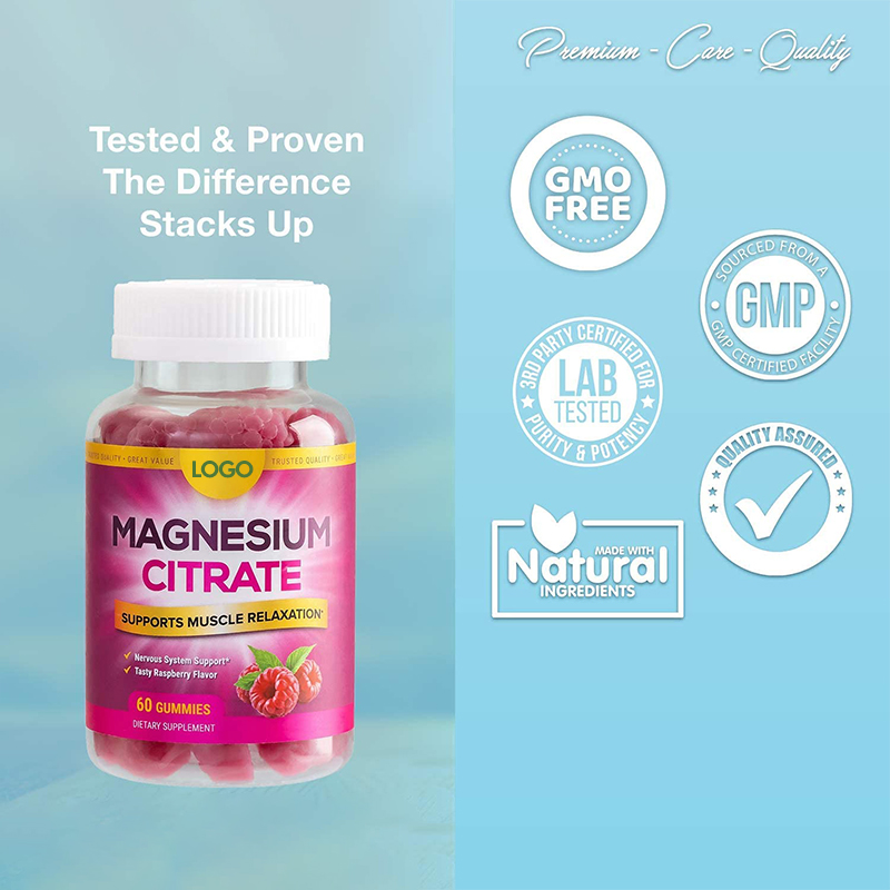 OEM/ODM Vegan Gluten Free Dietary Supplement Organic Support Muscle Relaxation Magnesium Citrate Gummies