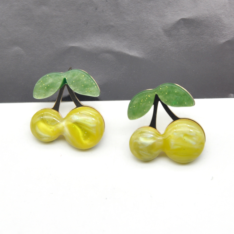 Newest design mini size colorful acrylic cherry stud earrings