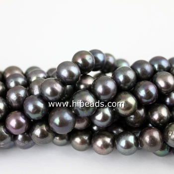 Loose freshwater pearl 8-9mm black pearl beads LPS0621