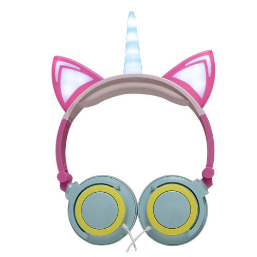 Led Light Wired Kids Unicorn Headphones For Gifts
