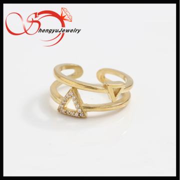 Triangle shape brass CZ open finger nail ring wholesale