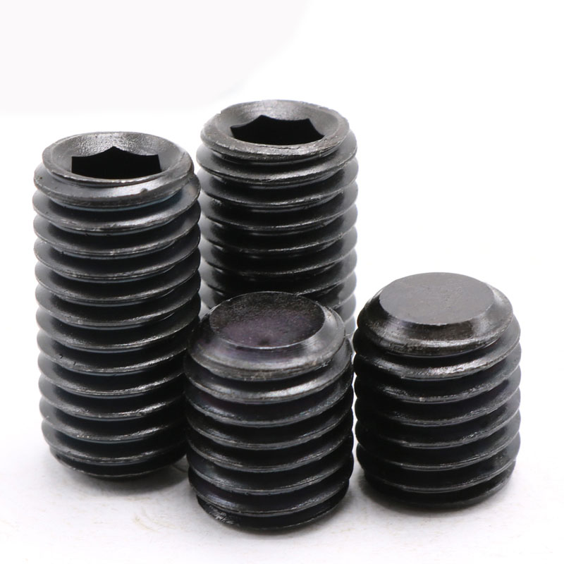 Tornillos de fijación hexagonales de óxido negro con punta plana