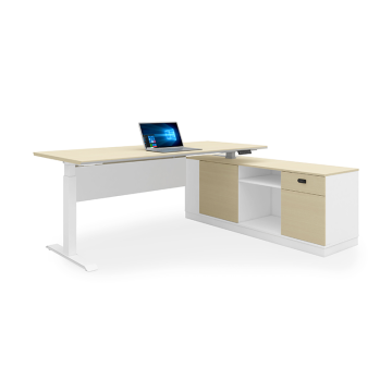 White Height Computer L Shape Adjustable Office Desk