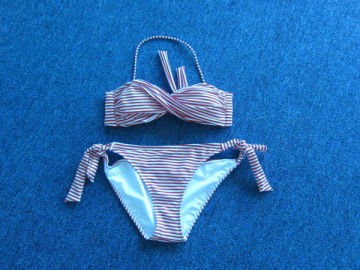 Bandeau Top & Tie-Side Bottom Bikini Swimwear Stripes Bikini