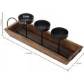 Candle Holder with Rustic Wood Tray and Handles