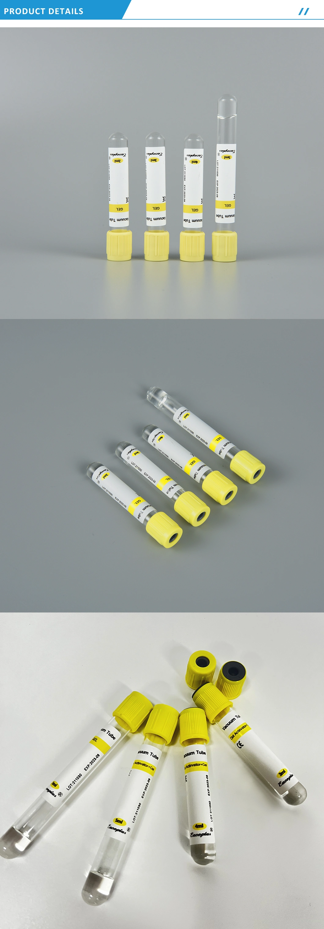 Yellow Cap Coagulant Disposable Blood Collection Vessel, High Quality