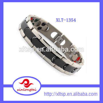Promotion titanium bracelet Black plated magnet stainless steel bracelet men