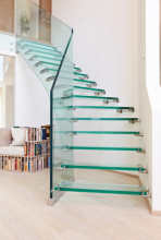 MS2025 Modern All Glass Curved Floating Stairs