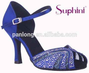 Blue Dance Shoes Lady Glitter Latin Dance Shoes