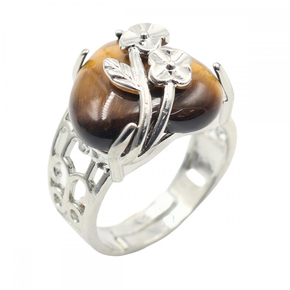 Новое прибытие формы сердца Любовь Полые кольца Gemstone Heart Ring для женщин натуральный камень хрустальные обручальные кольца регулируемое кольцо