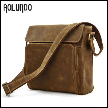 Genuine leather cheap shoulder bags long strap messenger crazy horse bag