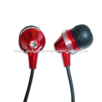 Earphones with Embedded Diamond, Metal Bullet Head for iPhone and iPods