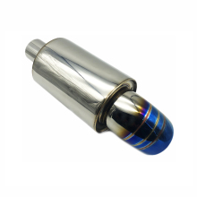 JDM Burnt Tip JS Racing Muffler Custom Titanium Blue 2inch Inlet