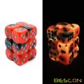 Bescon Two Tone Glowing Dice D6 16mm Set de 12pcs HOT ROCKS, 16mm Die Sided Die (12) Bloc de dés rougeoyant