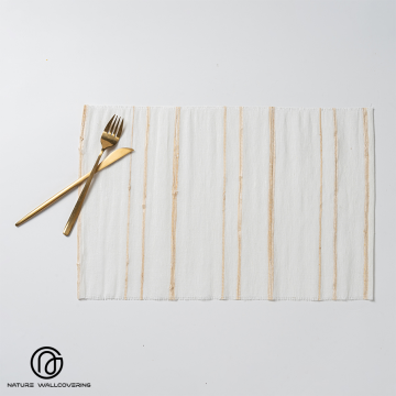 Handcrafted Linen Placemats with Light Gray Plant Decor