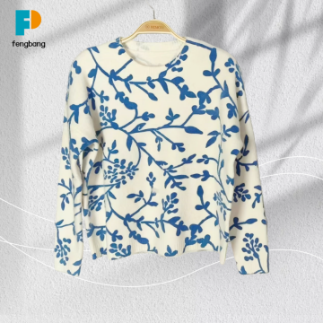 Active Printed Blue and White Knitted Sweater
