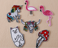 Fashion personalized cute Unicom Los flamencos cartoon fruit cheap embroidery patch