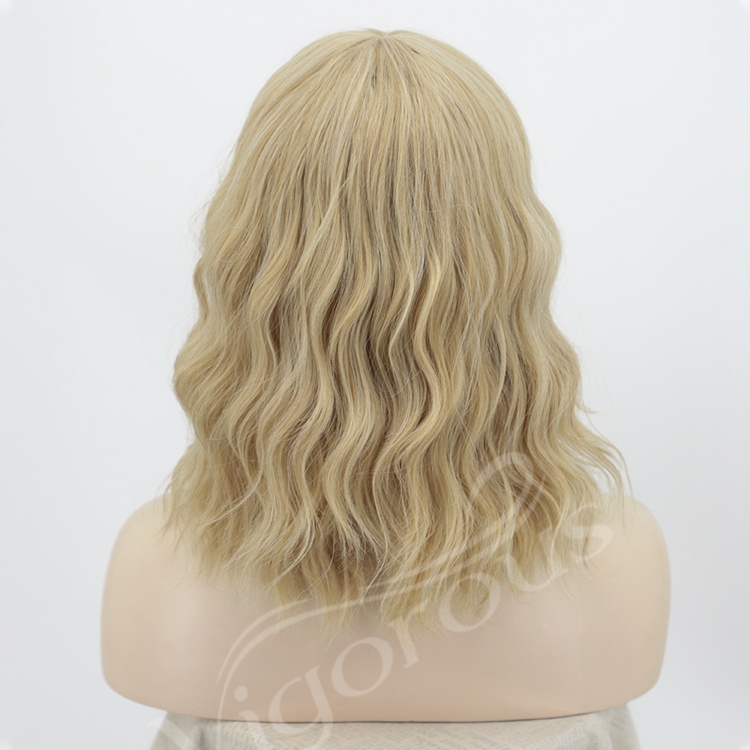 Wholesale Good Quality High Temperature Fiber Supplies Blonde Bob Cut Short Synthetic Afro Kinky Wig