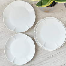 Minimalist White Ceramic Flower Charger Plates for Wedding Tableware