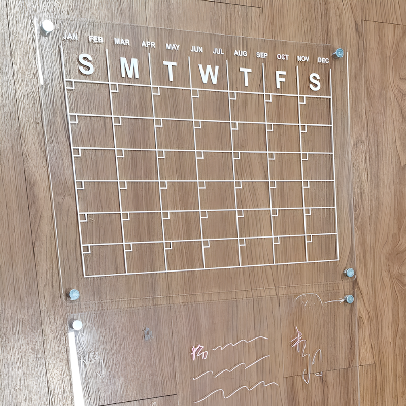 Customizable Bulk Transparent Calendar with Note Board, Removable and Easy-to-Erase Acrylic Magnetic Fridge Calendar