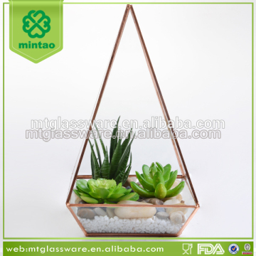 Fashion gold design faceted glass terrarium vase