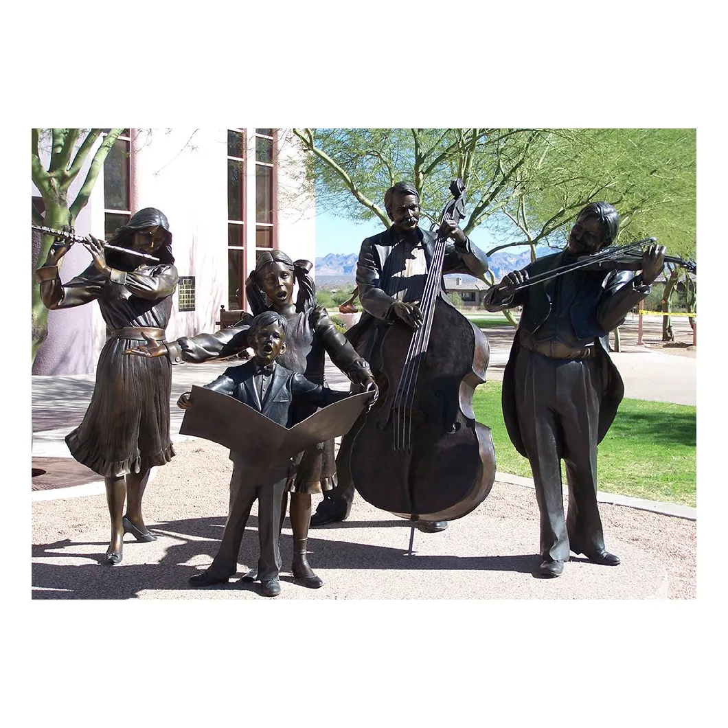 Metal Bronze Musician Family Sculptures for Outdoor Ornament