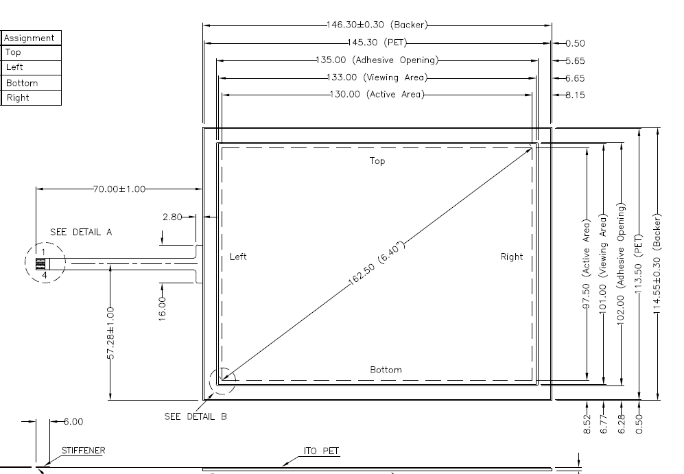 Panel táctil resistivo de 4 hilos AMT de 6.4 pulgadas 9525