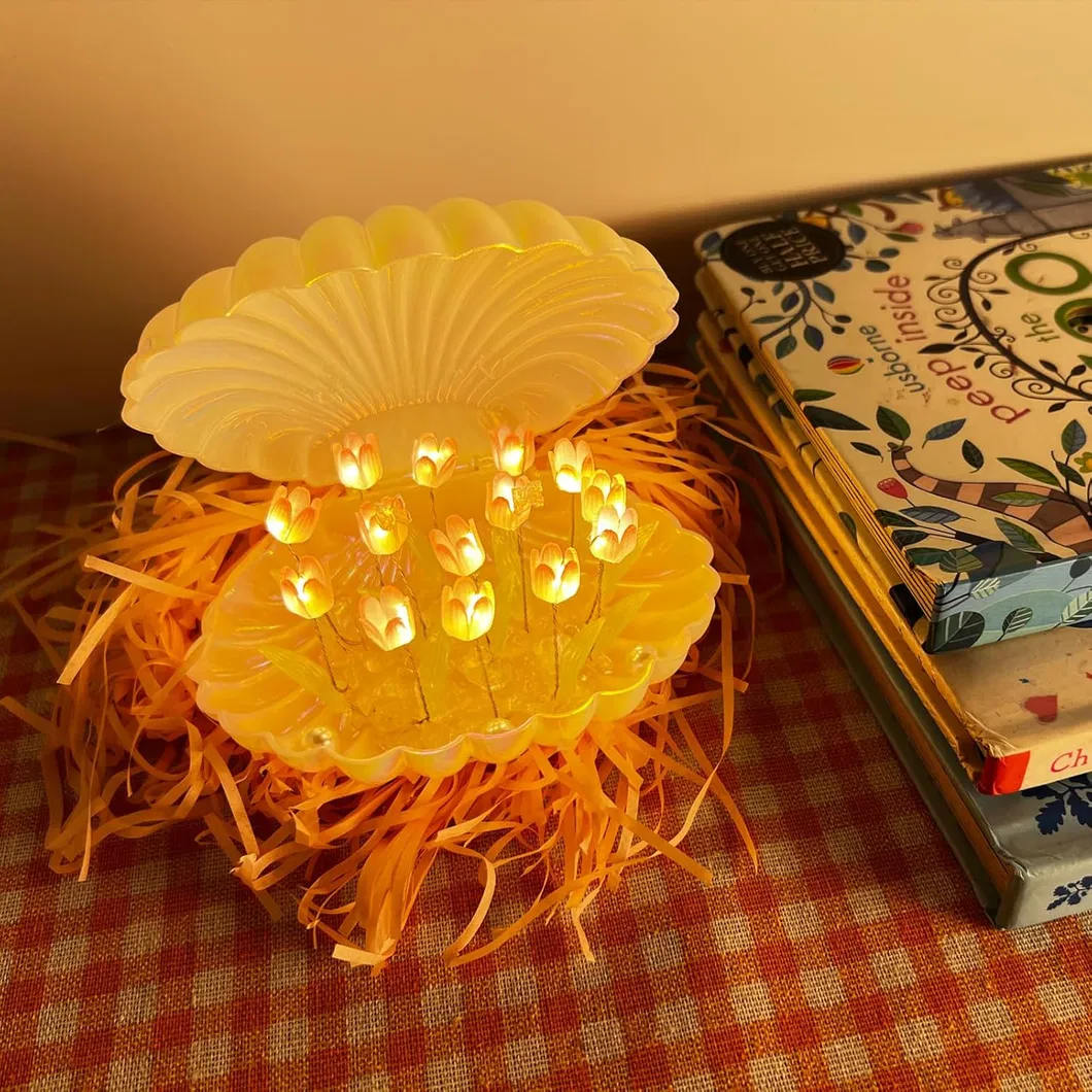 Floral Tulip Shell Night Light for Bedroom Dé Cor