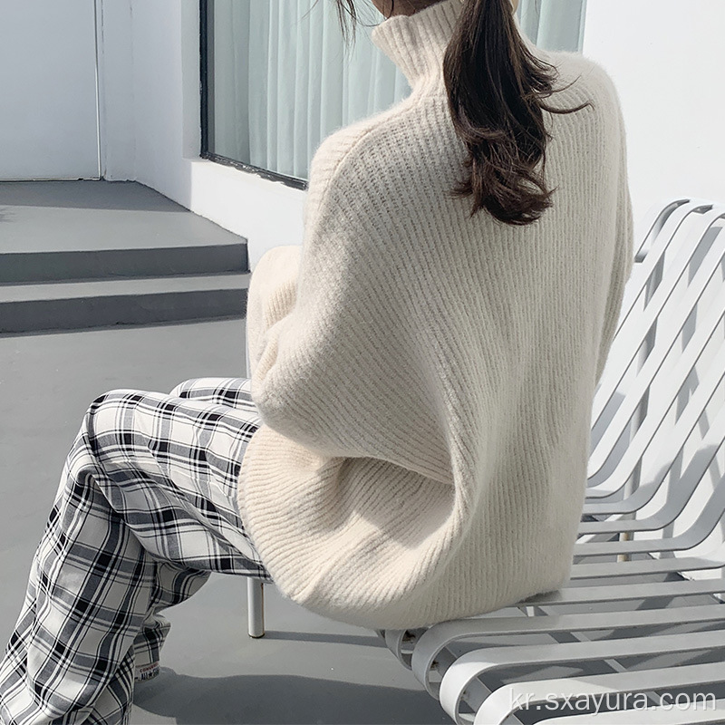 패션 여성의 느슨한 게으른 터틀넥 스웨터