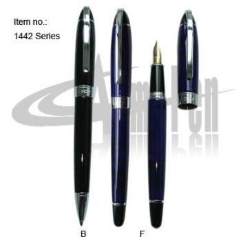 Metal Twin pen sets with ball pen and fountain pen