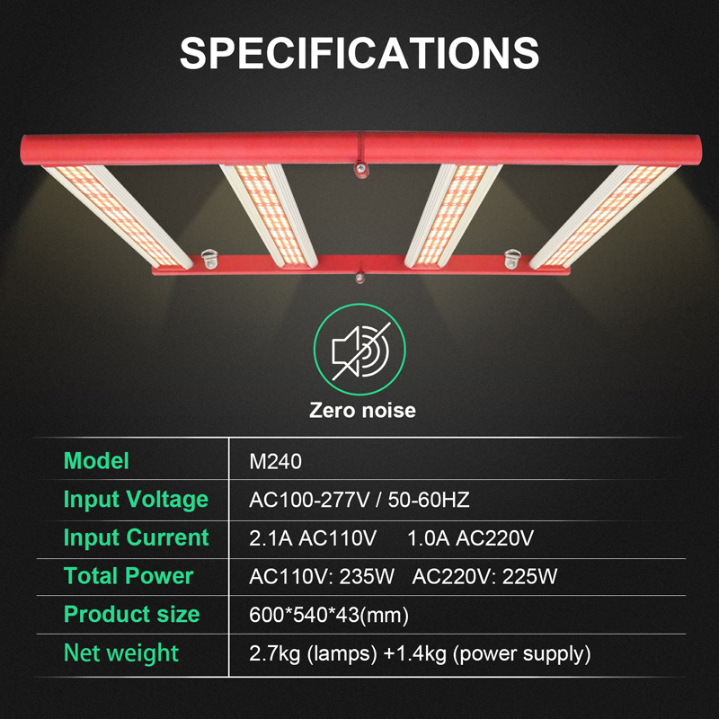 240W Dimmable LED Grow φώτα για εσωτερικά φυτά