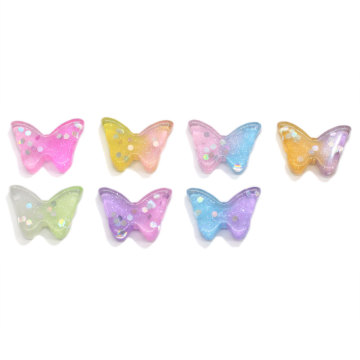 Bajo MOQ Glitter Flatback Resina Mariposa Diy Decoraciones de álbum de recortes de arte de uñas