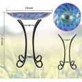 Outdoor Glass Bird Bath Peacock Decor