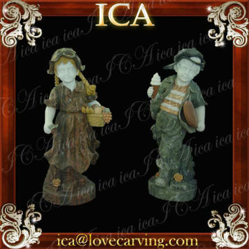 boy and girl marble statue (factory)-Quyang ICA marble statue