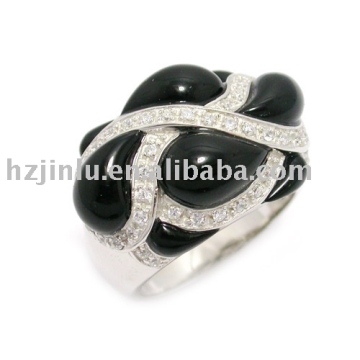 925 sterling silver ring, silvery ring with agate