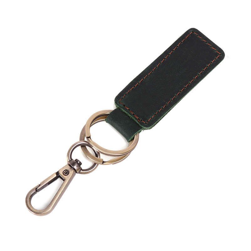 Retro Men Car Home School Key Ring PU Leather Metal Ring Solid Color PU Key Chain High Quality Customized Color Size