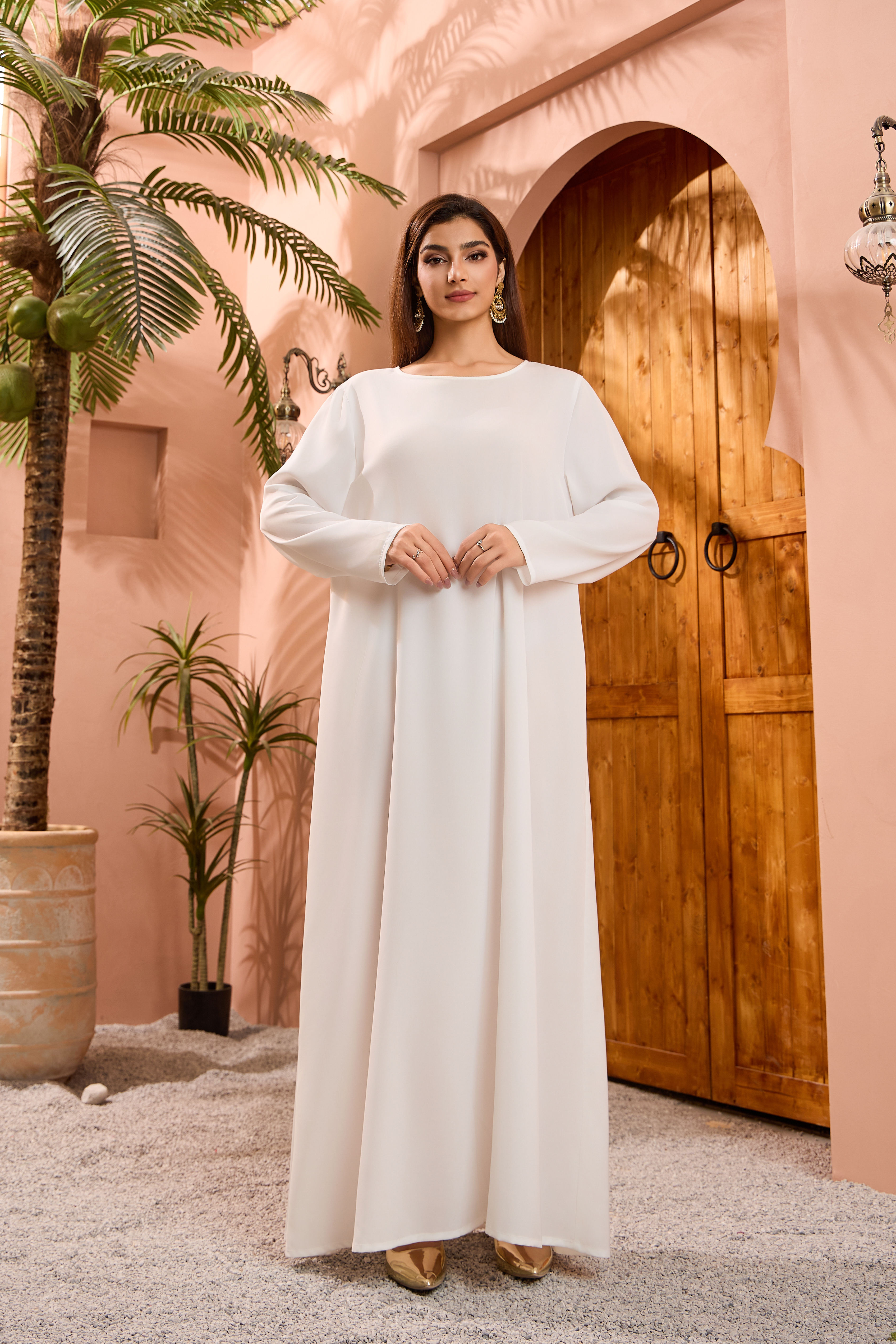 پولک دوزی سفید شنل ست مدل عبای استایل نمای 02 white sequin embroidered cape abaya set model styling view 02
