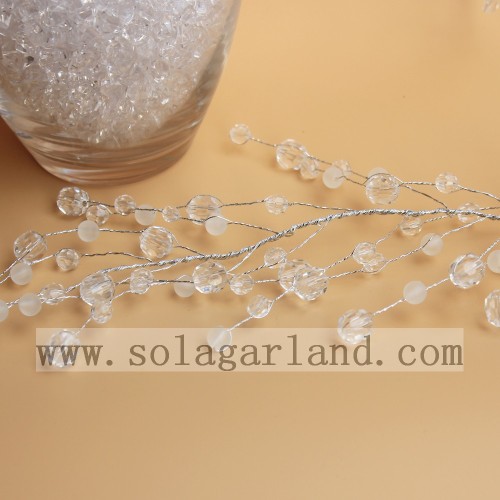 Acrylic Clear And White Bead Garland Tree Branch