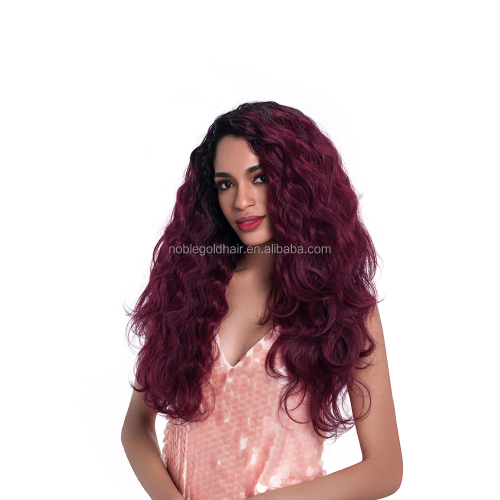 Noble Synthetic Hair 16-20 inch 7Pieces Black Blonde Weaving body wave bundles 6 Bundles With Closure Lace For Black Women