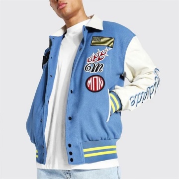 Men Blue Varsity Jacket Mens Baseball Uniforms