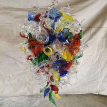 Custom Chandelier: Large Dale Chihuly Style Blown Glass Pendant Light