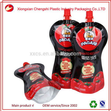high quality tomato paste packaging stand up spout pouch