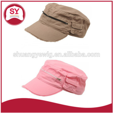 Distressed/worn-out military/army style baseball cap with two zippered pockets