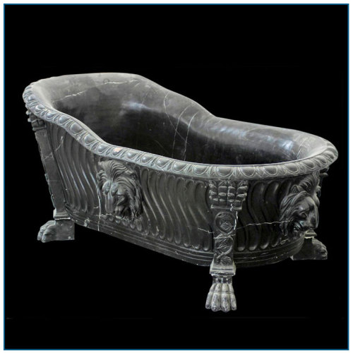 Bathtub Marmer Gothic Black dengan Lion Head