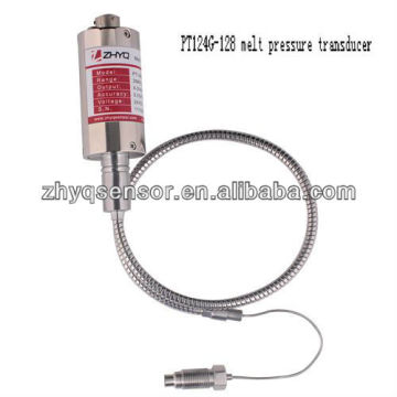 Factory supply melt pressure transducer for space restricted installations