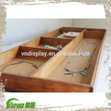 Wooden jewelry display tray with compartments , jewelry display tray