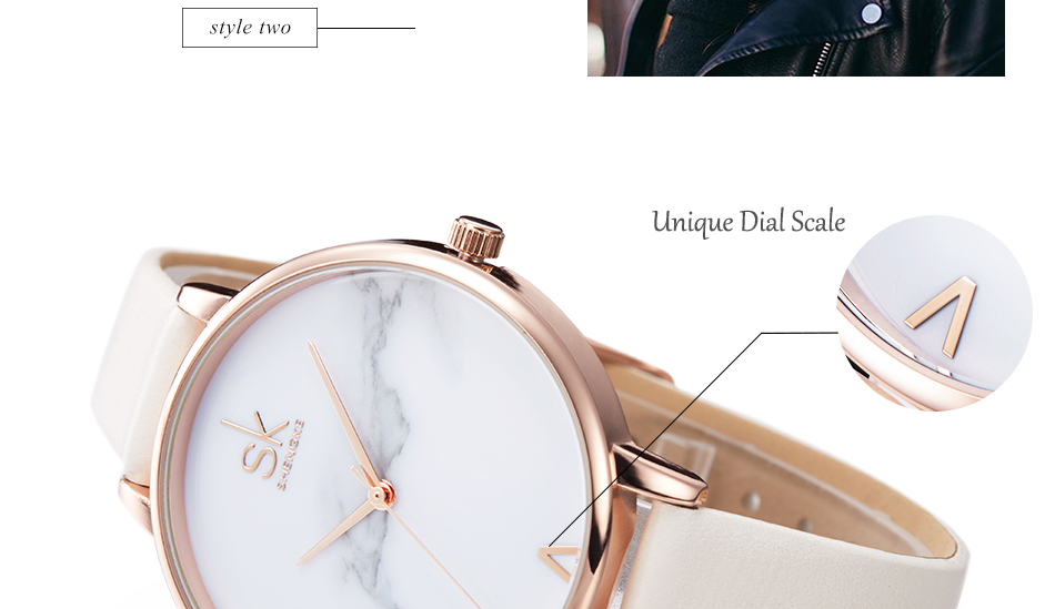 Shengke Top Brand Fashion Ladies Watches Leather Female Quartz Watch Women Thin Casual Strap Watch Reloj Mujer Marble Dial SK
