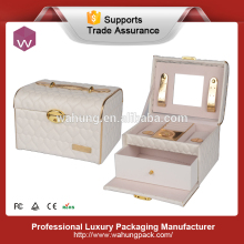 Wholesale display storage mirrored gift luxury pu custom leather jewelry box
